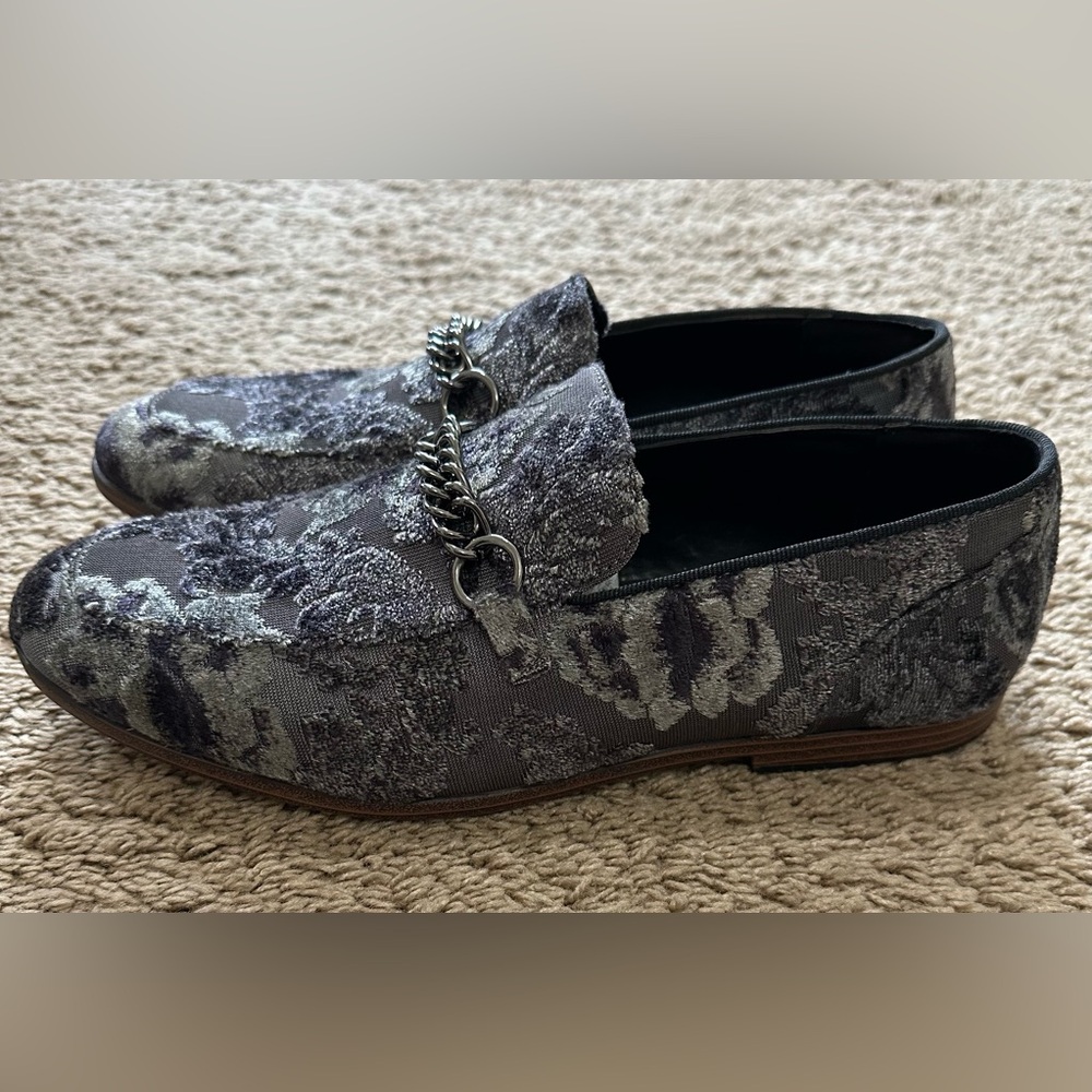 ASOS Textured Black and Gray Loafers with Chain